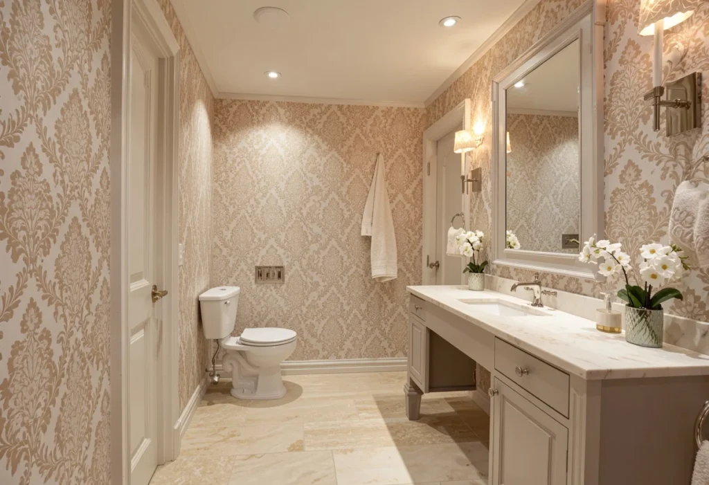 A designer wallpaper ideas for powder room.