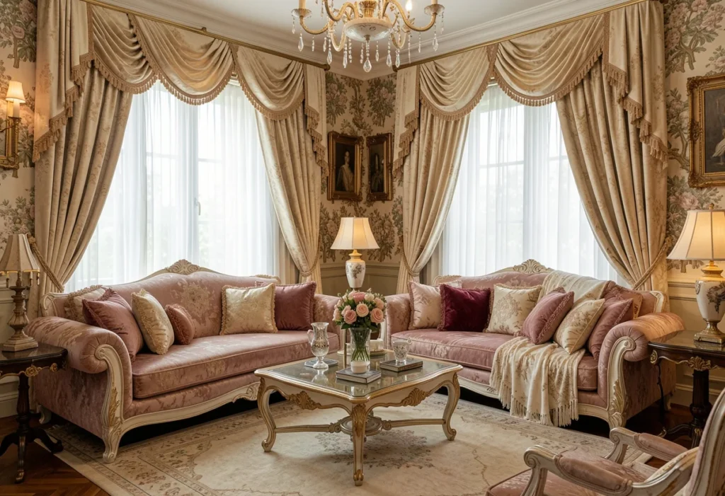 A luxury interior with elegant and well-designed walls and windows.